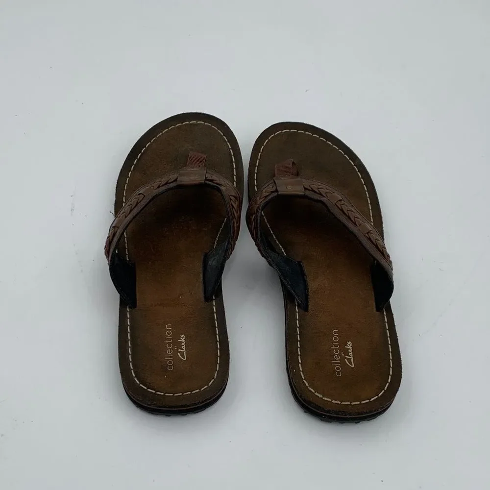 Clarks Men's Tan and Black Flip-Flops size 7